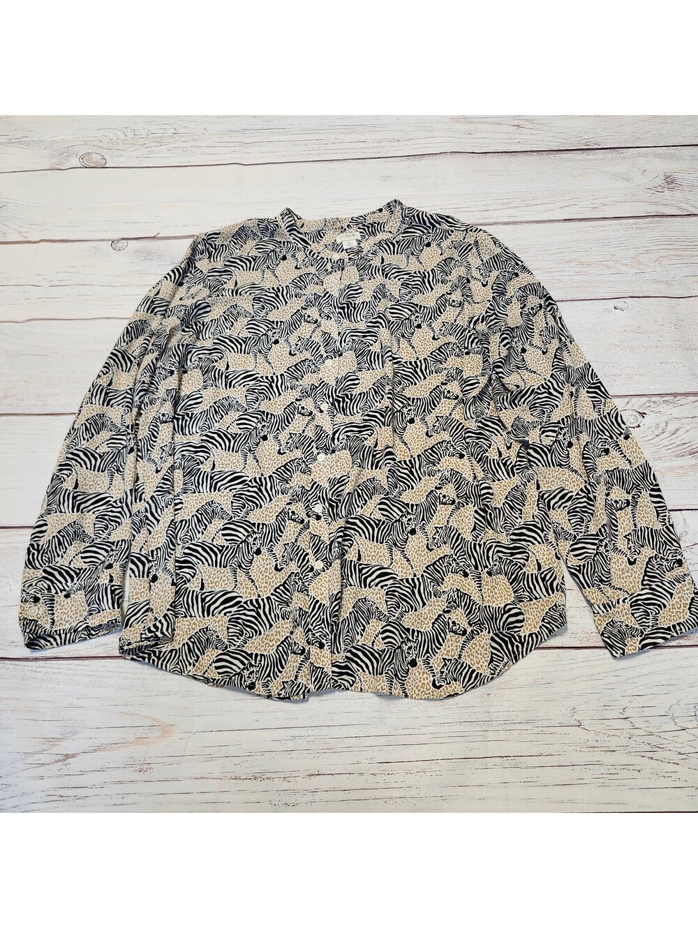 J.Crew XL Zebra and Leopard Print Long Sleeve Shirt
